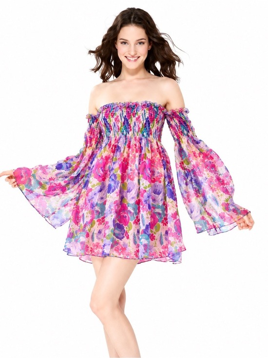 Betsey Johnson Dresses & Skirts - BETSEY JOHNSON VINTAGE 100% SILK FLORAL CHIFFON DRESS Size S